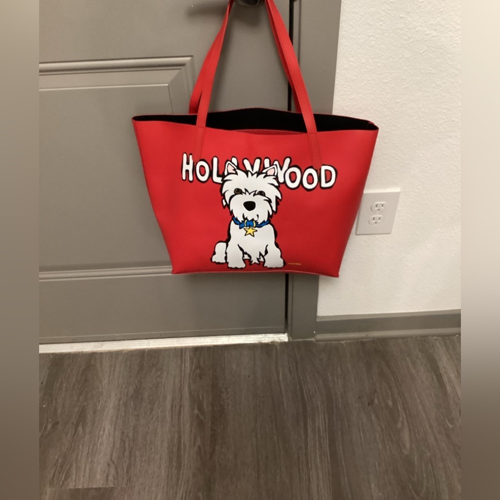 Red Hollywood Dog Graphic Tote Bag
